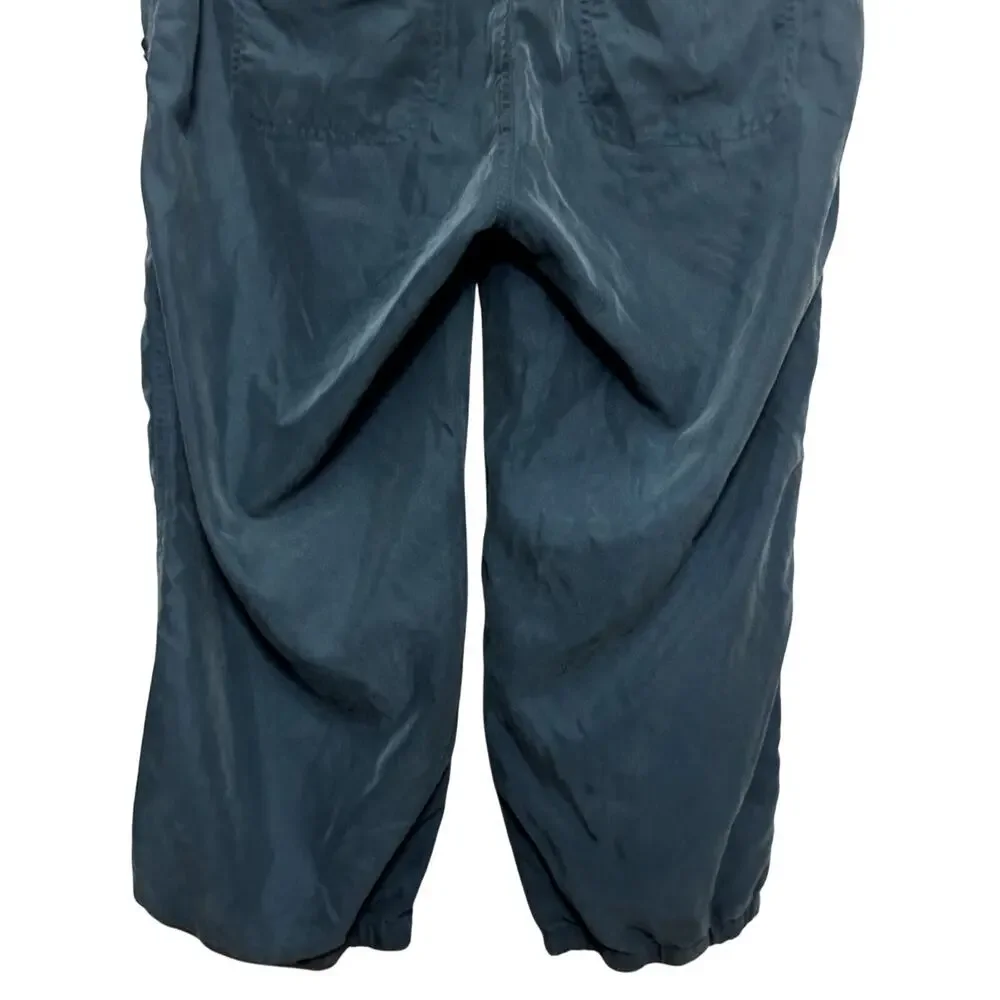 Loft Lounge Capri Pants Drawstring Pull On Style Pockets Solid Blue Women's 6